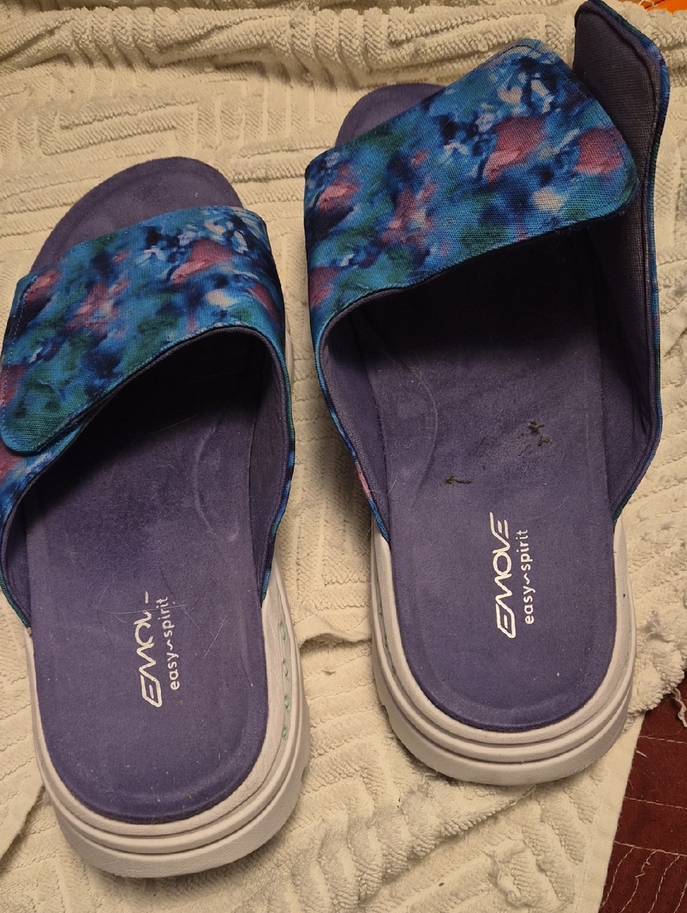 Easy Spirit EMOVE Purple and Blue Adjustable Slide Sandals